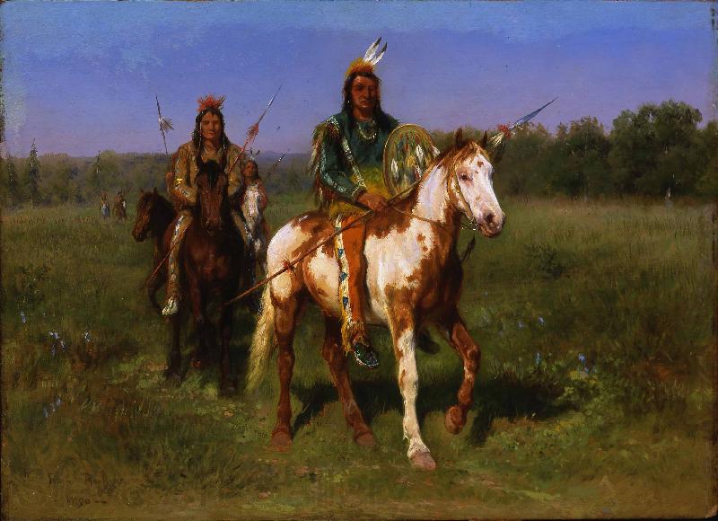 Rosa Bonheur Mounted Indians Carrying Spears Norge oil painting art